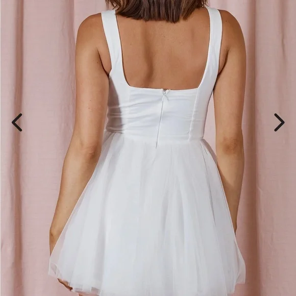 Selfie Leslie White Mini Tulle Dress - Picture 2 of 6